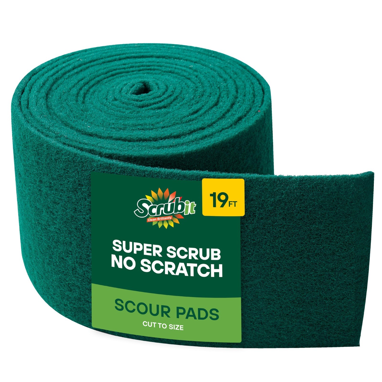 19FT Heavy Duty Non-Scratch Scouring Pad Roll – Abrasive Kitchen Scrubbers for P