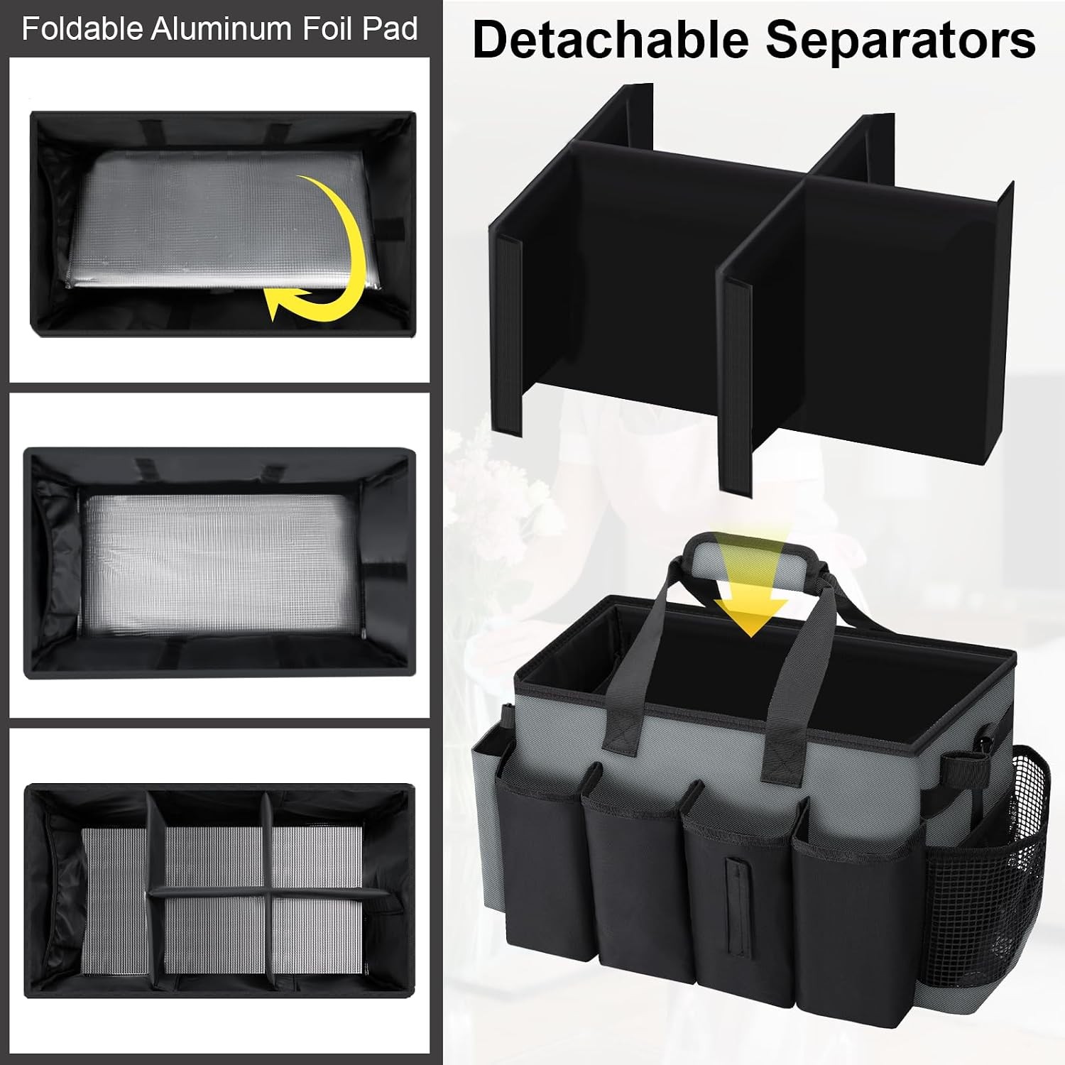 Wearable Large Cleaning Caddy Bag for Housekeepers(Black&Gray),Cleaning Supplies