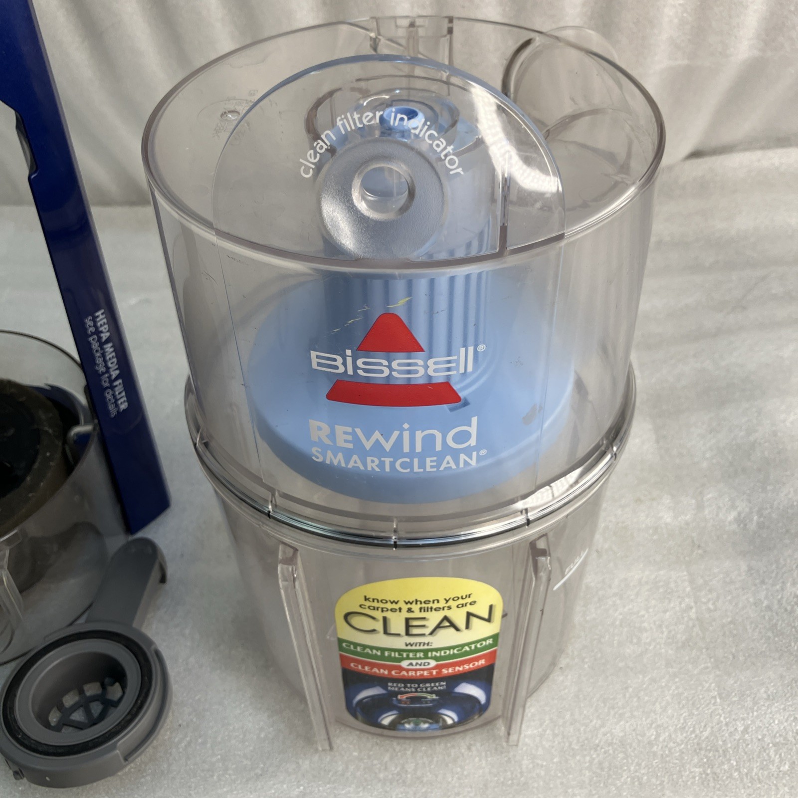 Bissell 58F8-3 Rewind SmartClean Upright Vacuum, Full Canister Dust Bin Assembly