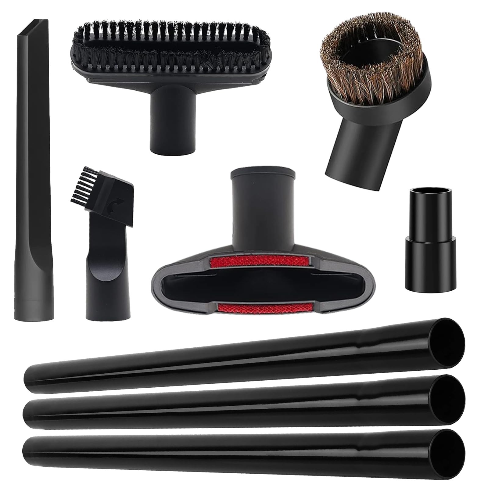 9 Pcs Universal Shop Vac Accessories Kit 1 1/4 inch & 1 3/8 32mm, 35mm, Black