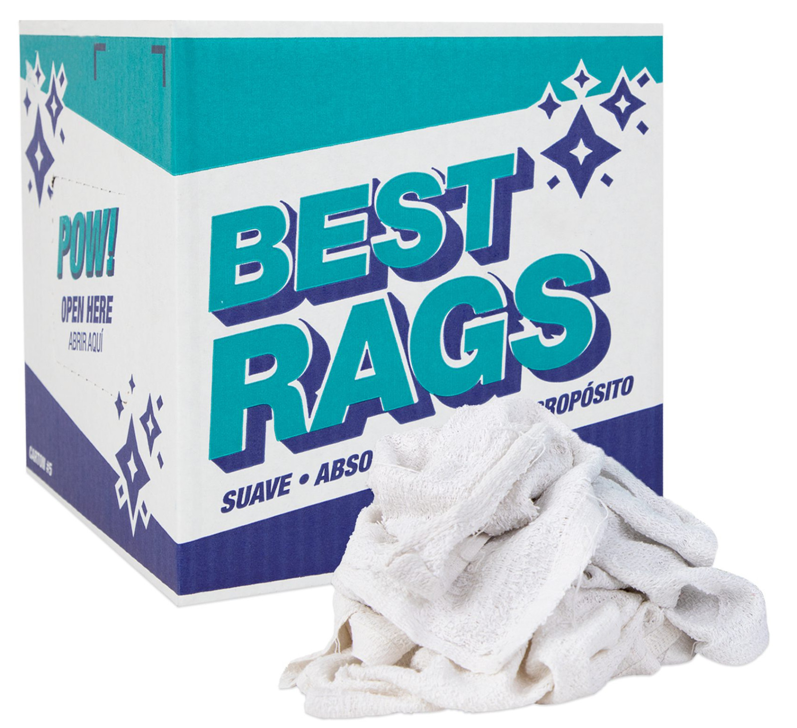 Best Rags Box of 10lb new white terry towels Appoximately 16×19 NEW (46C)