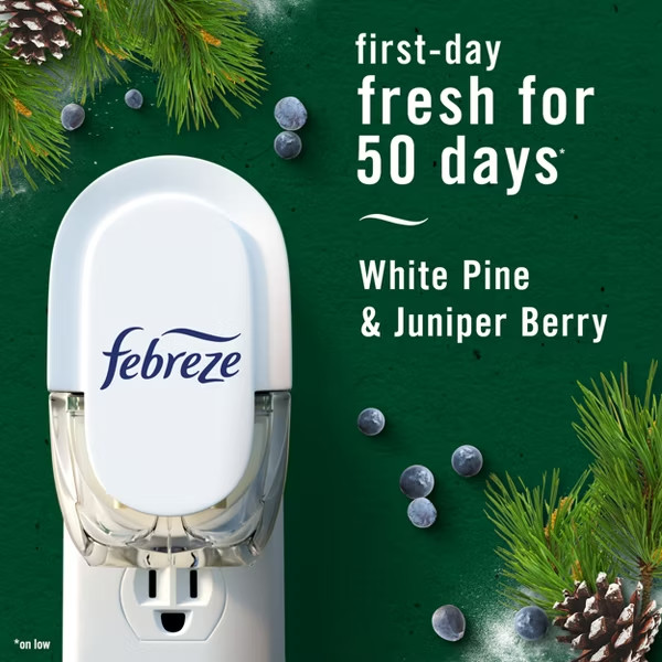 2 Count Febreze Plug Scented Oil Refills – White Pine & Juniper Berry Fragrance