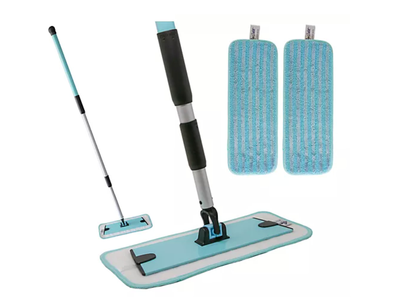 Don Aslett 12″ Aluminum Mop with 2 Microfiber Mop Pads Aqua