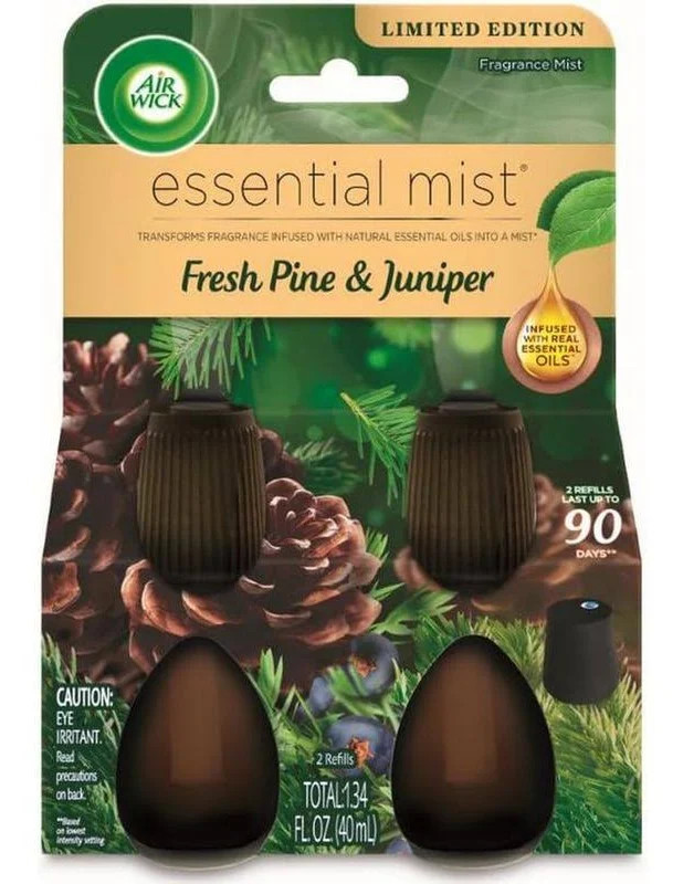 Air Wick Essential Mist Scented Oil Diffuser Refill 2-Pack Fresh Pine & Juniper
