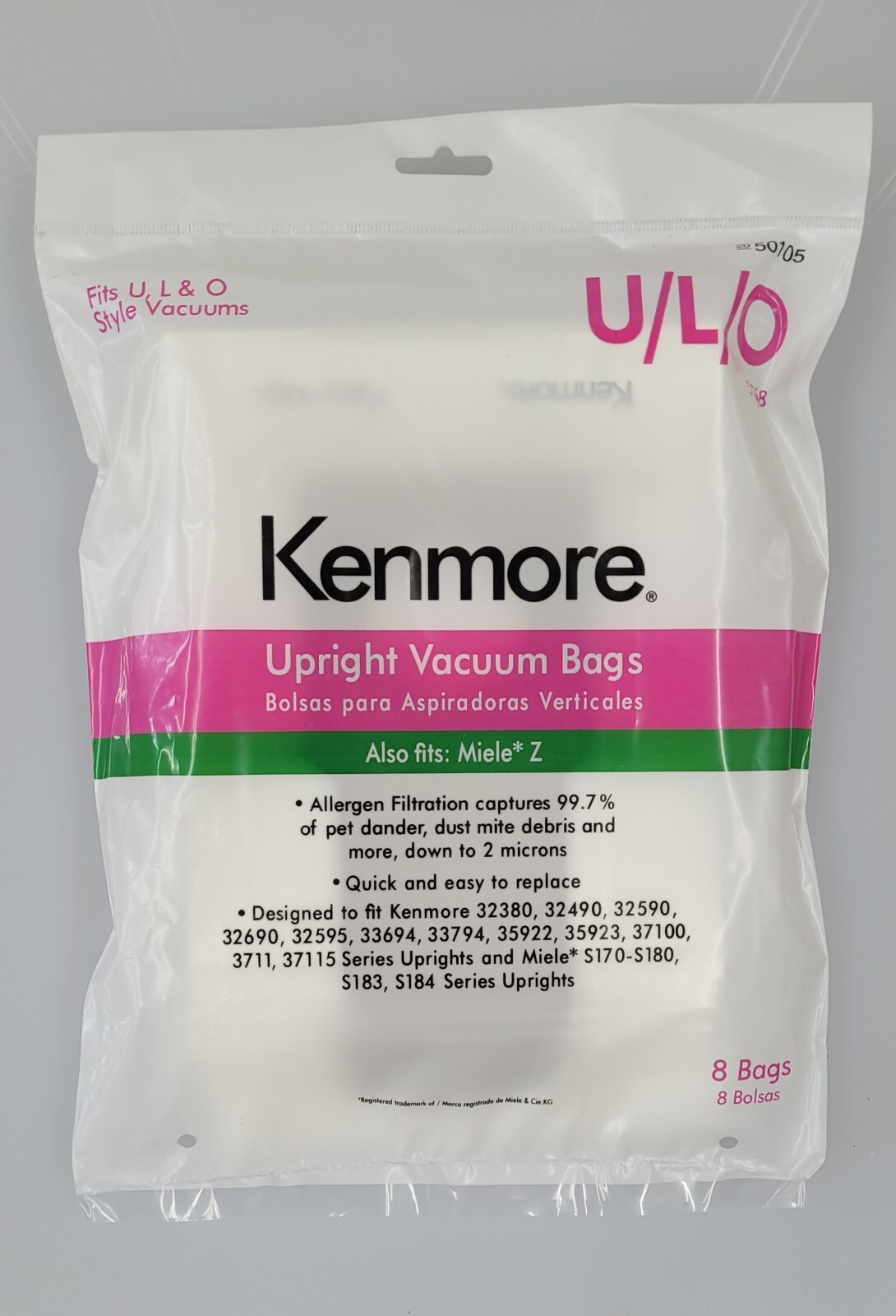 8 Kenmore Type U L O Upright Vacuum Cleaner Bags Allergen 50105 50688 50690 5068