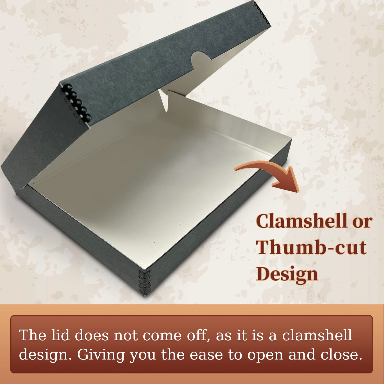 Archival Folio Storage Box Clamshell Design with Metal Edge Photos Documents