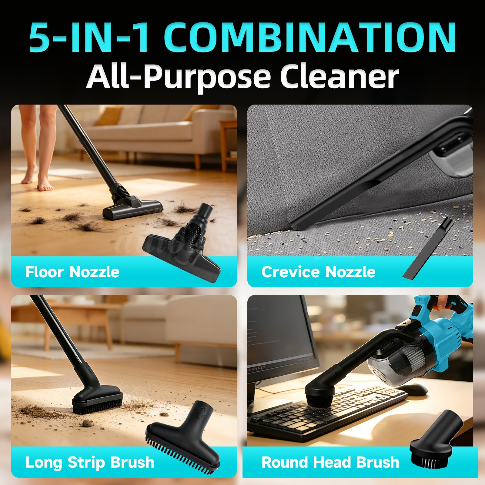 400W Cordless Handheld Vacuum Cleaner Portable Car Auto Home Wireless W/Battery