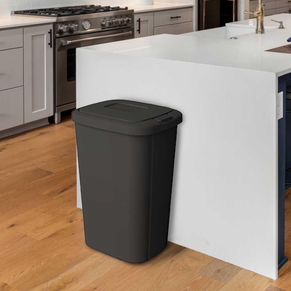 13gal Touch Top Trash Can, Kitchen Garbage Bin with Lid, Black