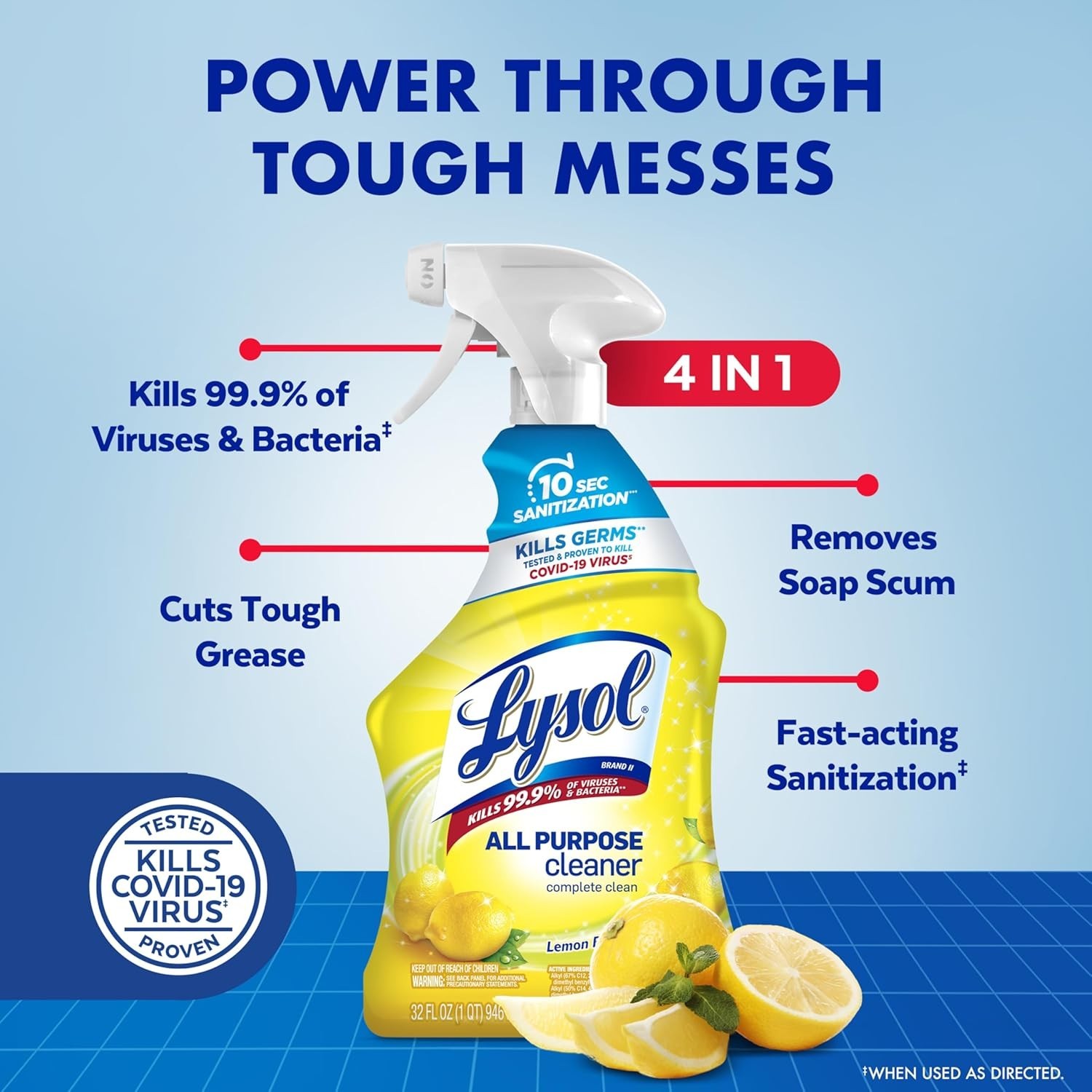 Lysol All Purpose Cleaner, Complete Clean, Lemon Breeze Scent – 32 oz
