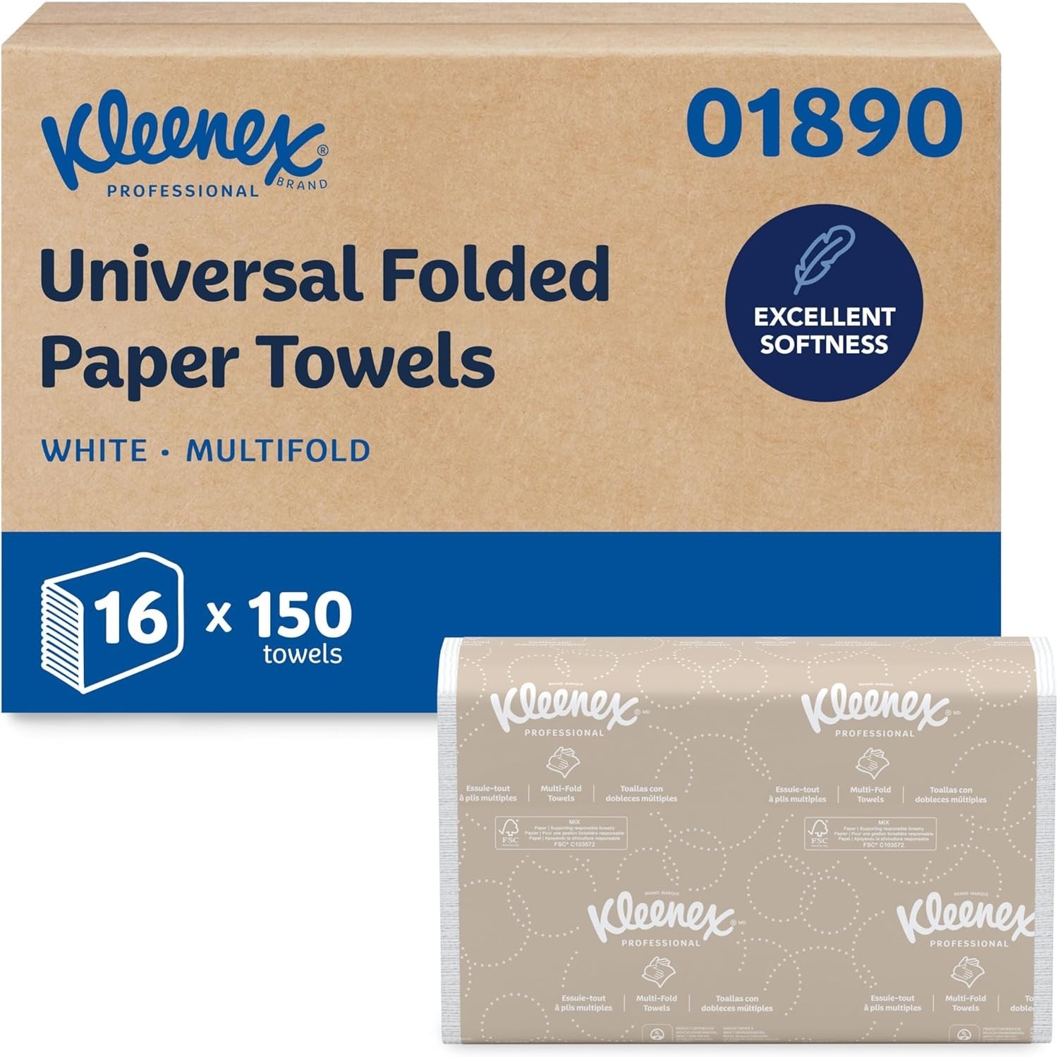 Eco-Friendly Multifold Paper Towels, 150 Sheets, 16 Packs