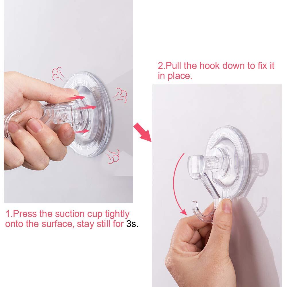 Suction Hooks 4 Packs, Powerful Push and Lock Vacuum Multi-Purpose Suction Showe