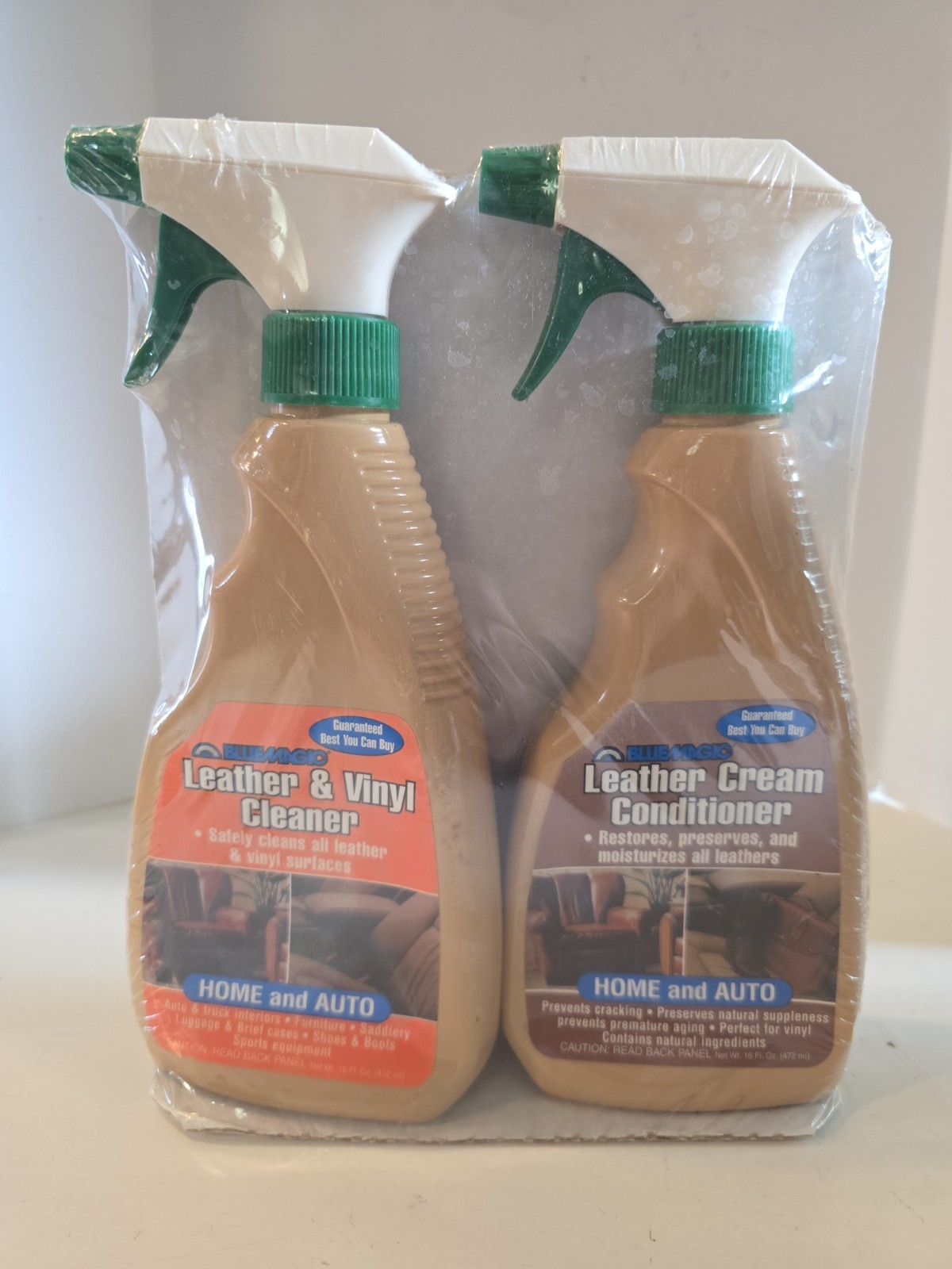 VTG Blue Magic Leather & Vinyl Cleaner Leather Cream Conditioner Home Auto 16 Oz