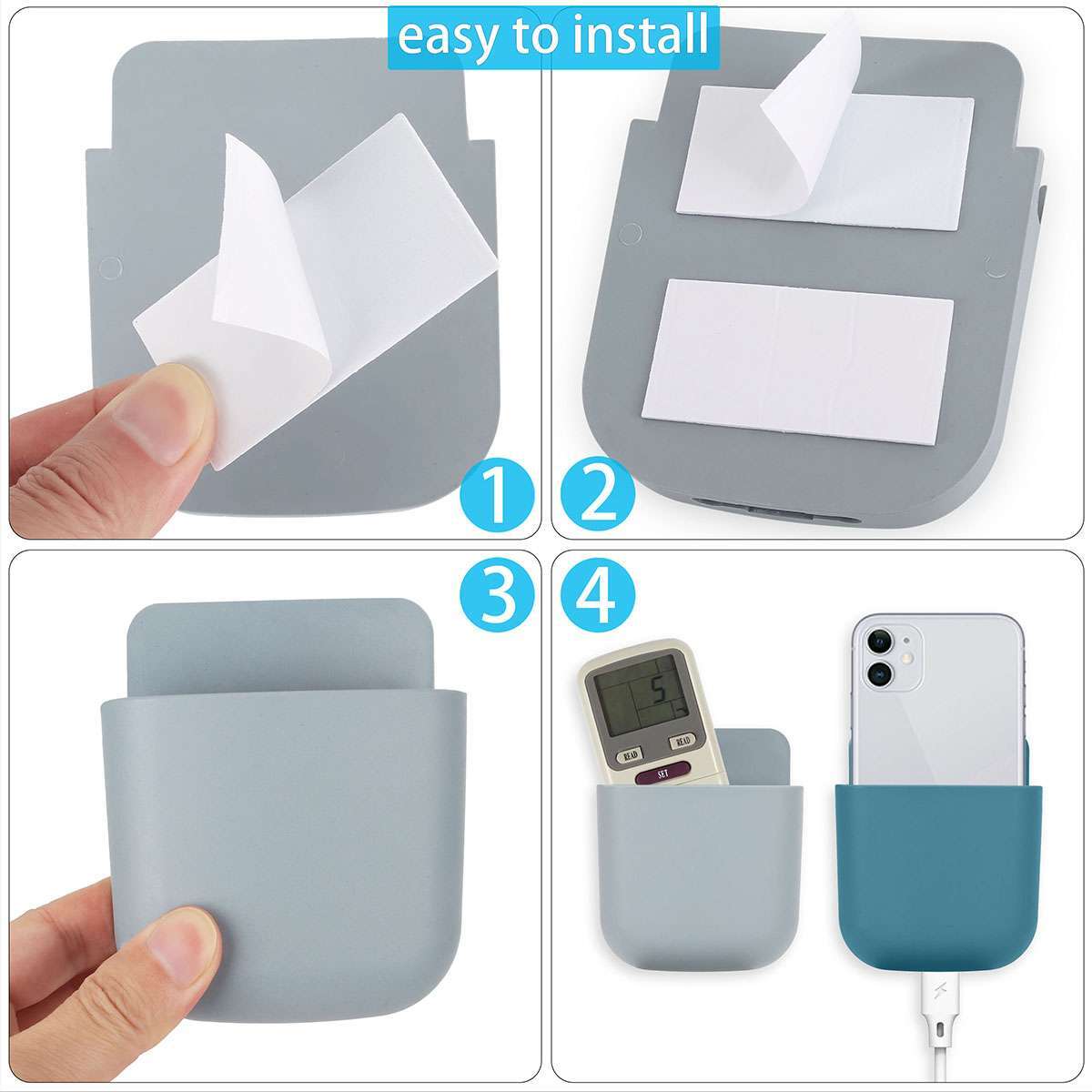 Wall Mounted Storage Box Remote Control Storage Case Tv Mobile Phone Plug Holder