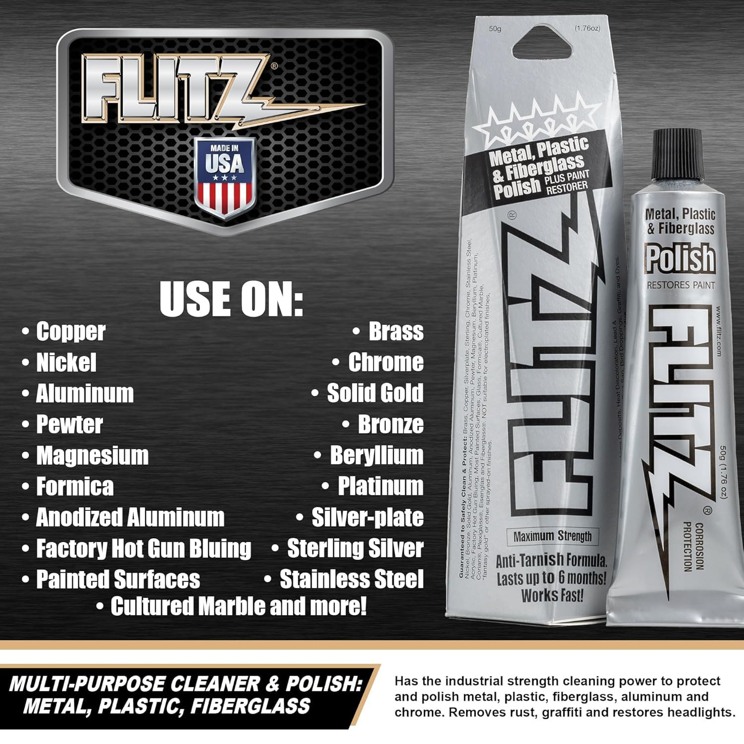 Metal Polish and Cleaner Paste, Also Works on Plastic, Fiberglass, Aluminum, Jew