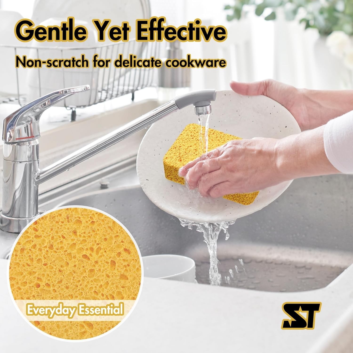 4 PCS X Extra Thick and Large Cellulose Sponges, Kitchen Sponges, Commercial