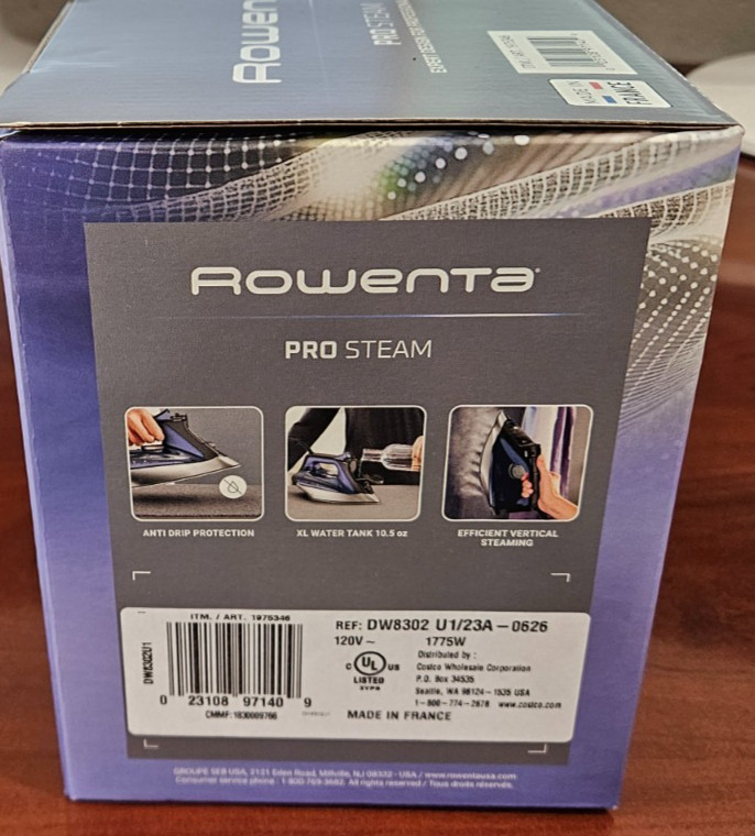 NEW Rowenta DW8302 U1/23A 120V 1775W Stainless Steel Pro Steam Iron Made France