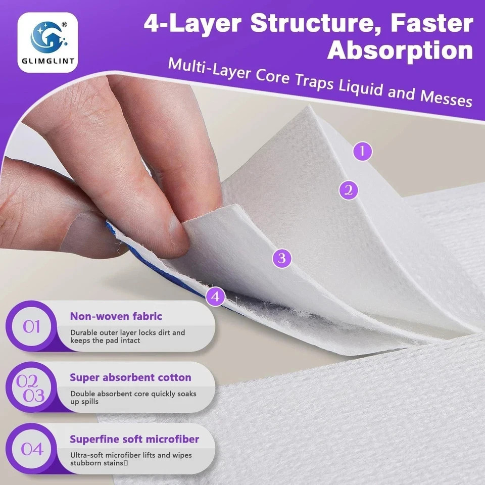 (64 Count) Mop Pad Refills Compatible with Swiffer Wet Jet, 4-Layer Thickened