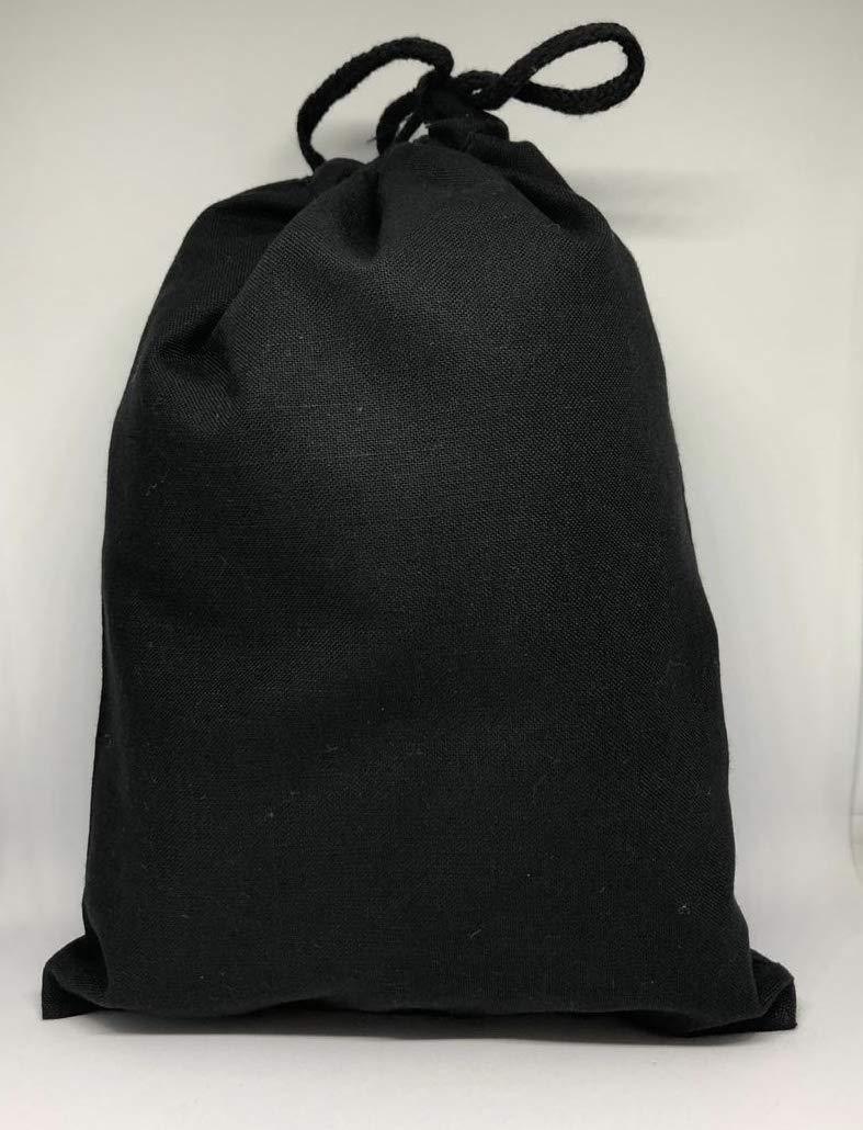 12×16 Inches Cotton Single Drawstring Premium Muslin Black Bags. Select Quantity