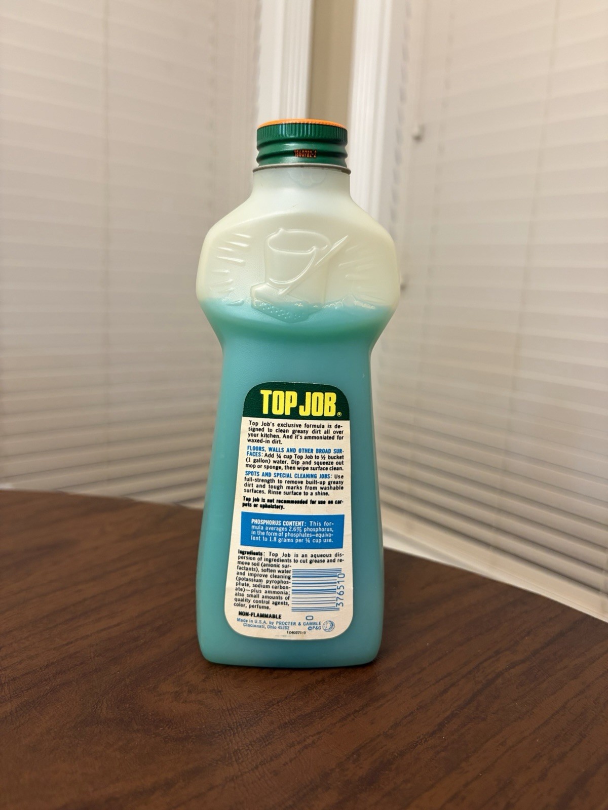 Vintage Top Job Heavy Duty Cleaner Regular Size Bottle Retro 1970s Prop 15 fl oz