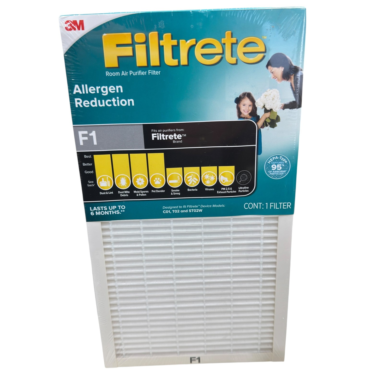 3M Filtrete F1 Room Air Purifier Filter Allergen Reduction HEPA Type 95% New