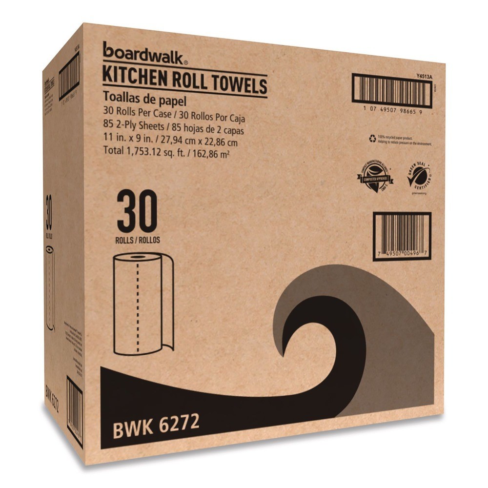 Boardwalk 6272 11″ x 9″ 2-Ply Kitchen Roll Towel – White (30/Carton) New
