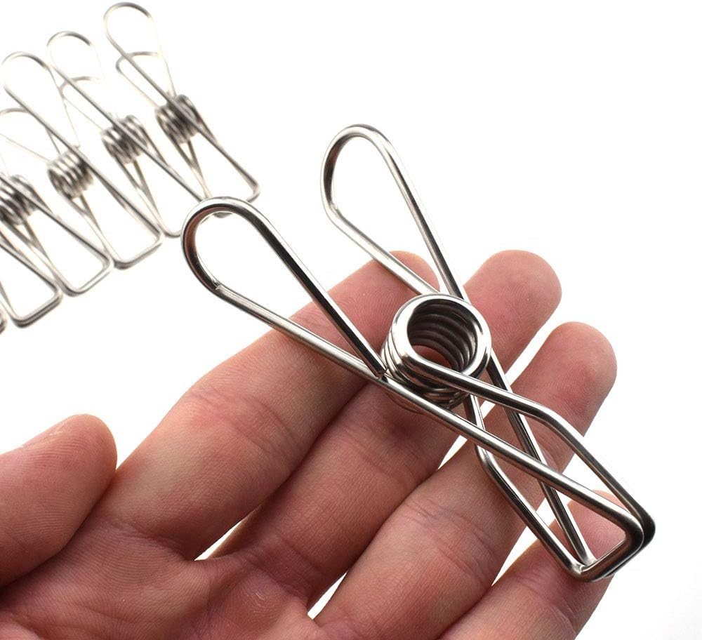 Clothespins Chip Clips All Metal Stainless Steel No Rust Stains Strong Grip in H