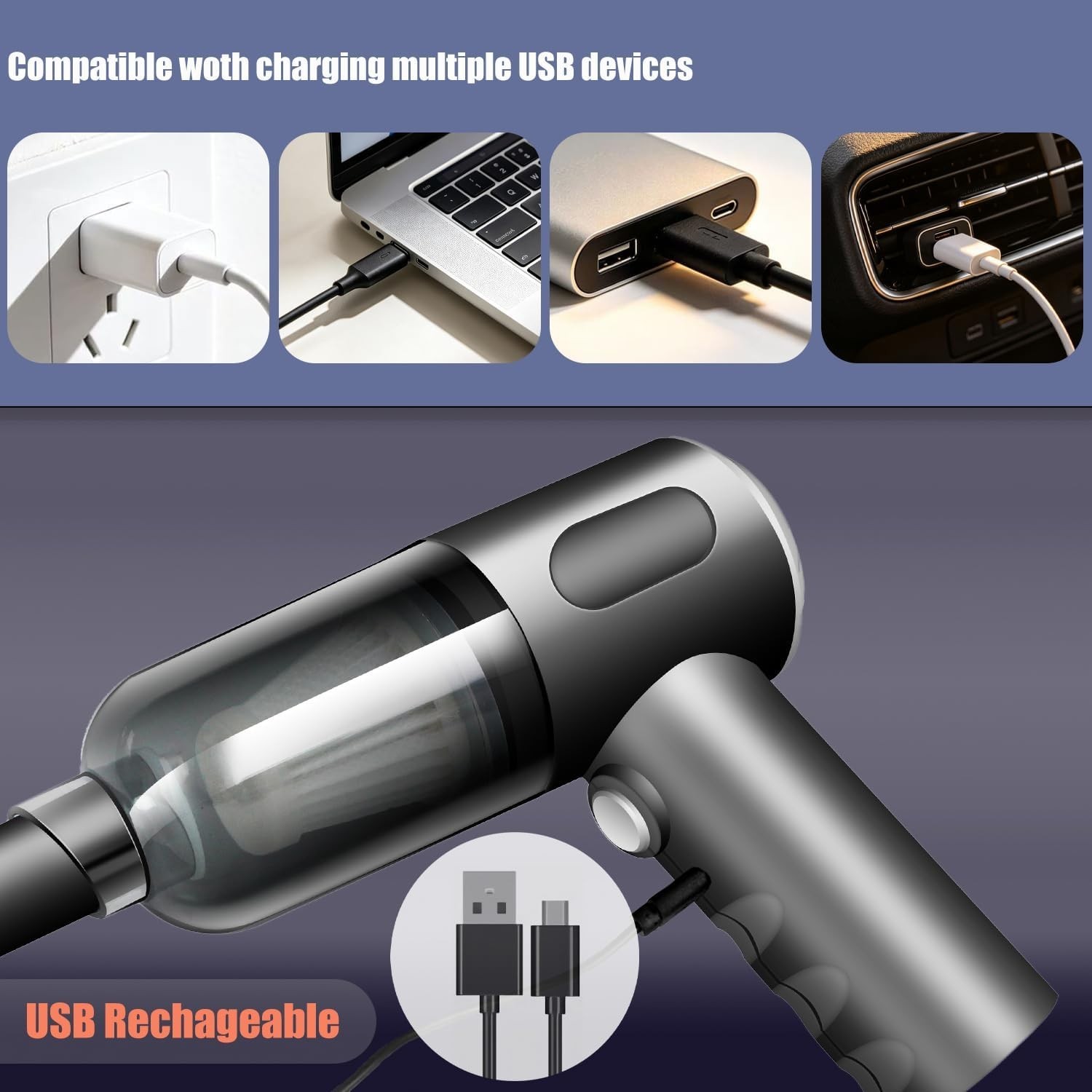 Compressed Air Duster Wireless Handheld Car Vacuum Cleaner, Air Blower 3 in 1…