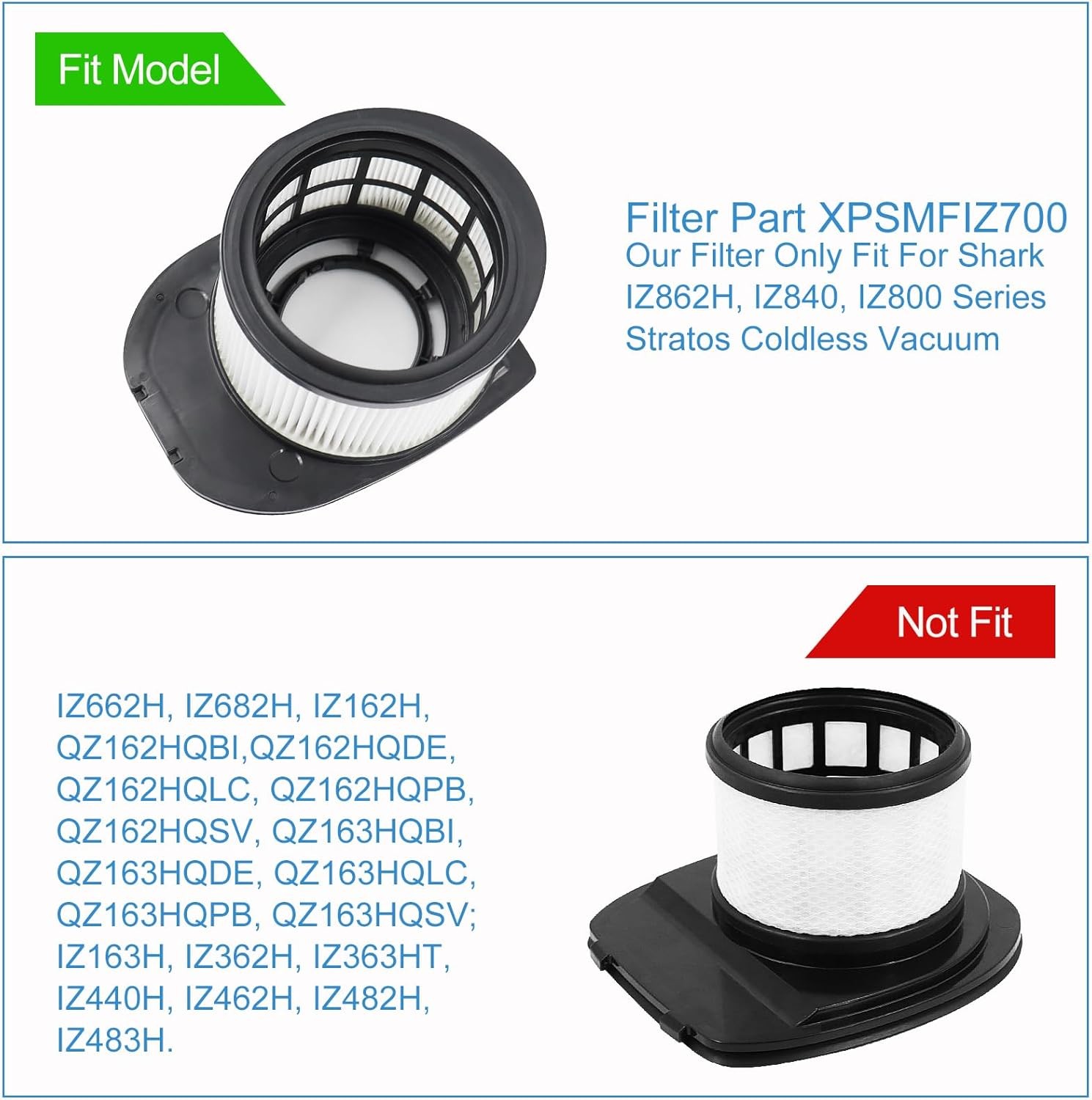 IZ862H Filter for Shark IZ862H Stratos Cordless Vacuum Fit for Shark IZ800