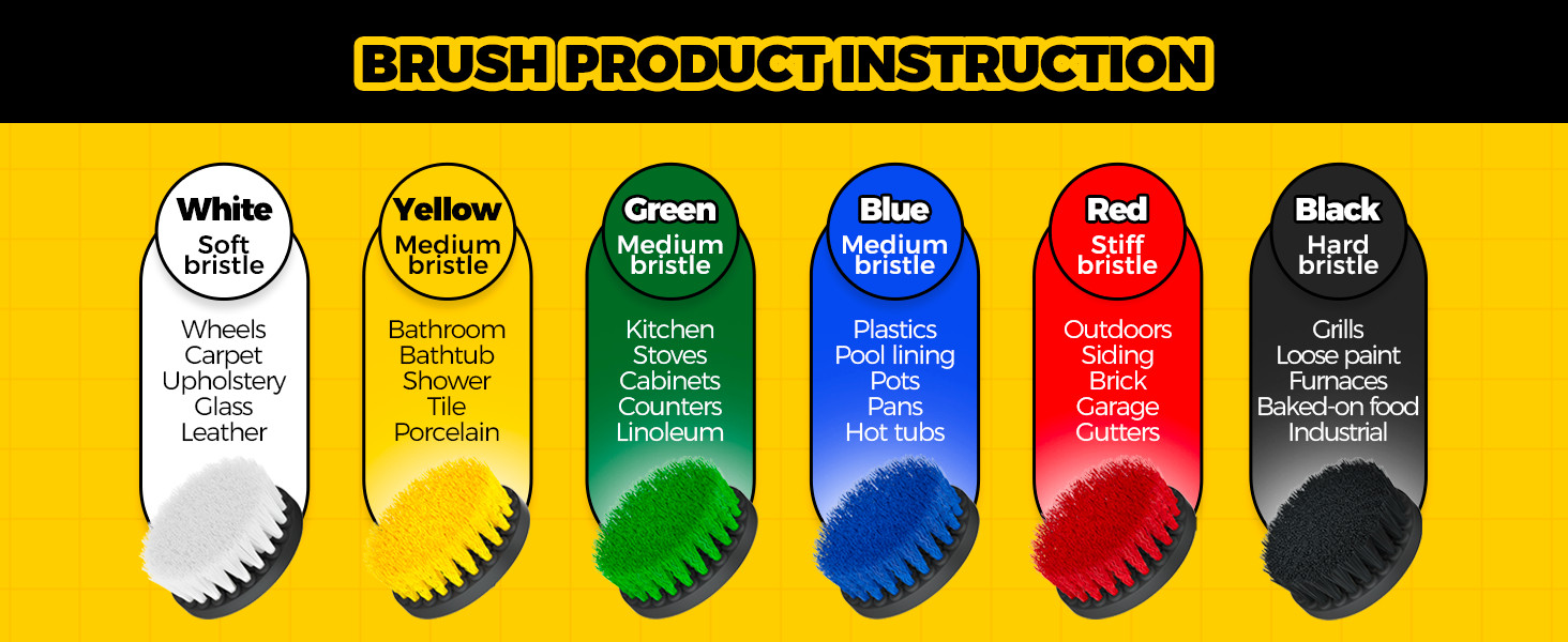 6Pack Drill Brush Power Scrubber Cleaning Brush Extended Long Attachment Set All