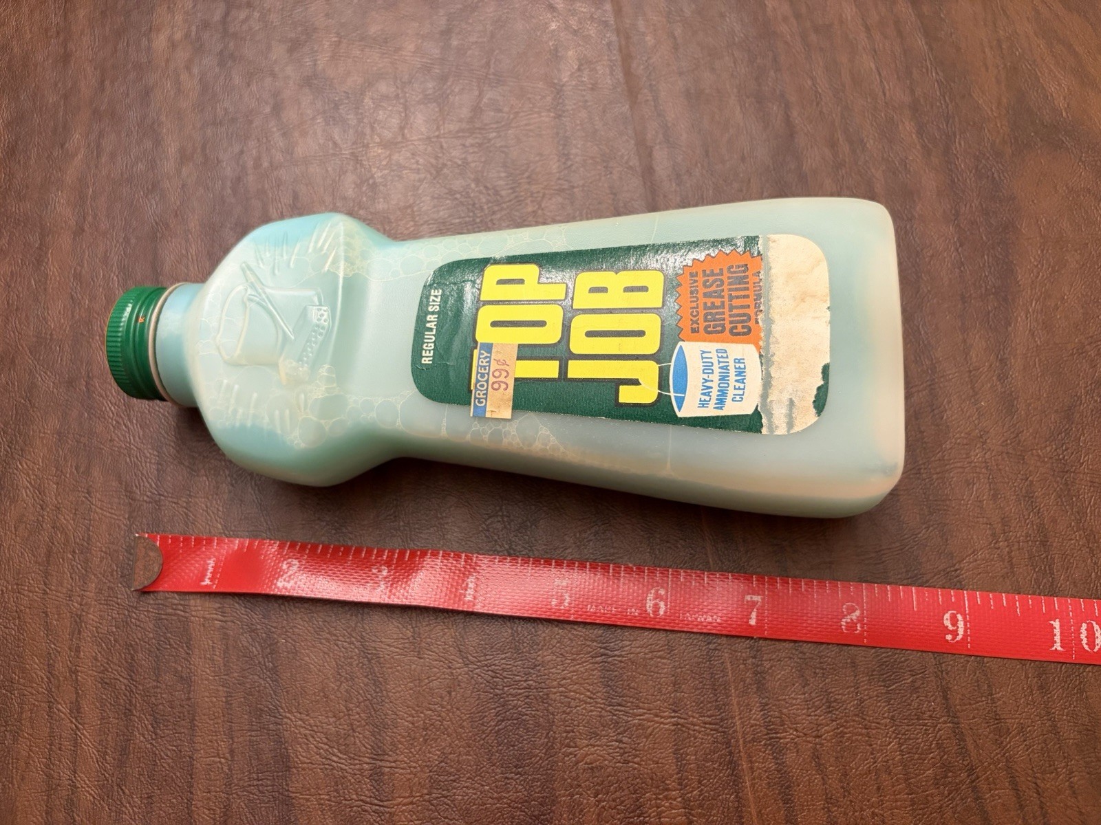 Vintage Top Job Heavy Duty Cleaner Regular Size Bottle Retro 1970s Prop 15 fl oz