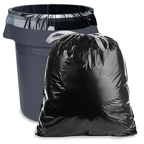 39 Gallon 1.1 MIL Black Drawstring Trash Bags – 33″ x 43″ – Pack of 50 – For