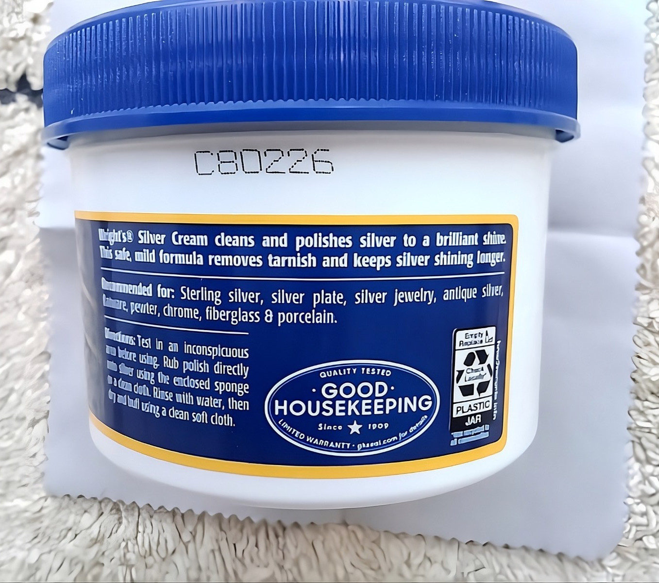 FREE Cleaning Cloth w/ Wright’s Silver Tarnish Cleaner Polish Cream 8 oz Jewelry