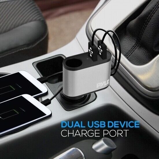 Pyle Electric Lighter with Dual USB Device Charge Ports & Flameless Design