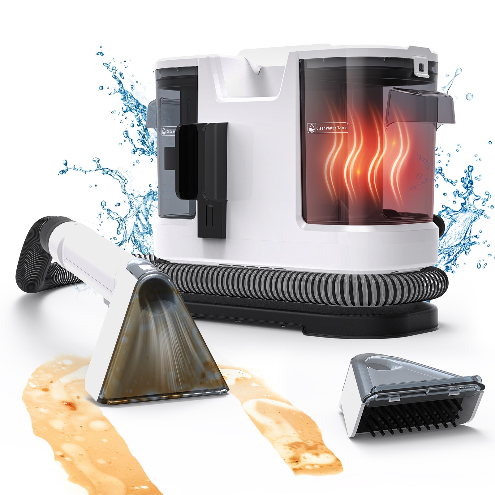 600W V8 Portable Carpet & Upholstery Spot Steam Cleaner Machine 140°F Heat 15KPA