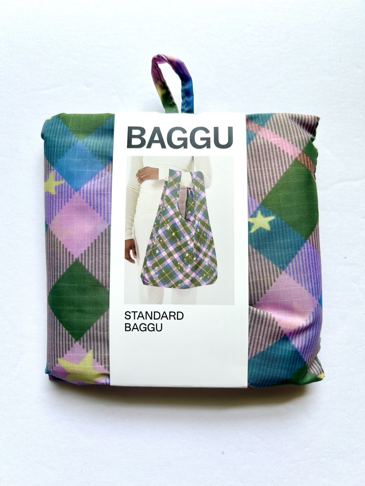 NEW! Baggu STANDARD BAG in “Green Star Plaid” — Recycled Nylon, SOLD OUT & RARE!