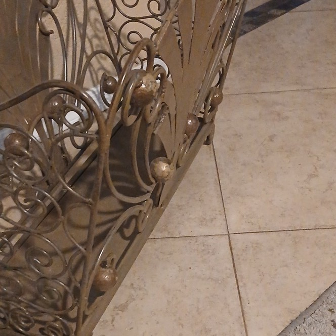 vintage firelog Rack Brown Scrollwork Art Nouveau