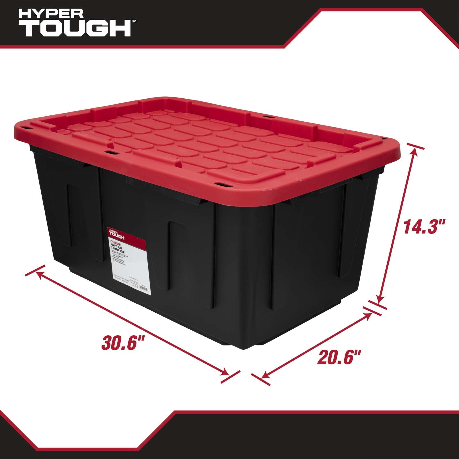 Heavy-Duty Durable Plastic Black Storage 27 Gallon Tote