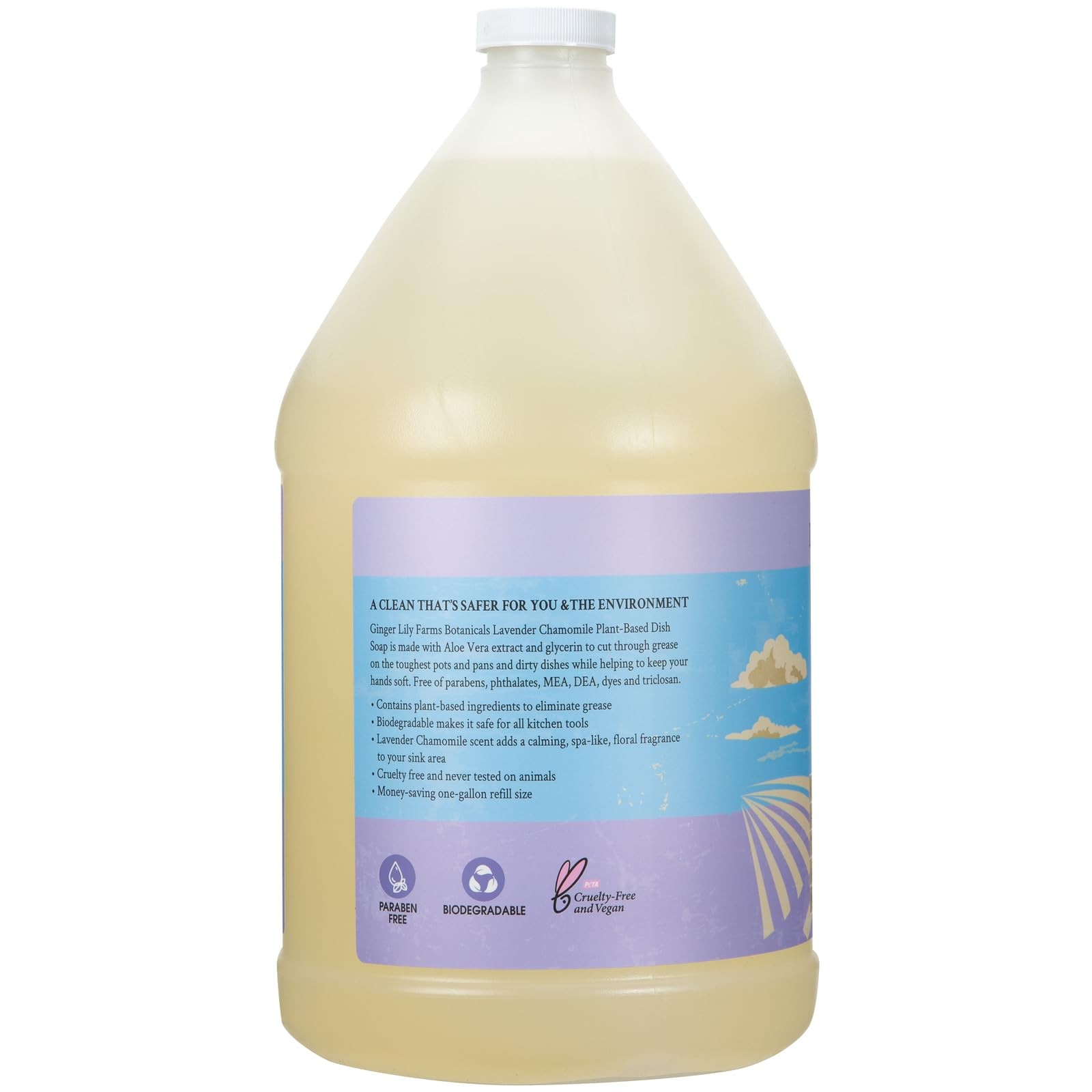 Plant Based Dish Soap 128 Fl Oz Lavender Chamomile Eco Friendly Grease Remover