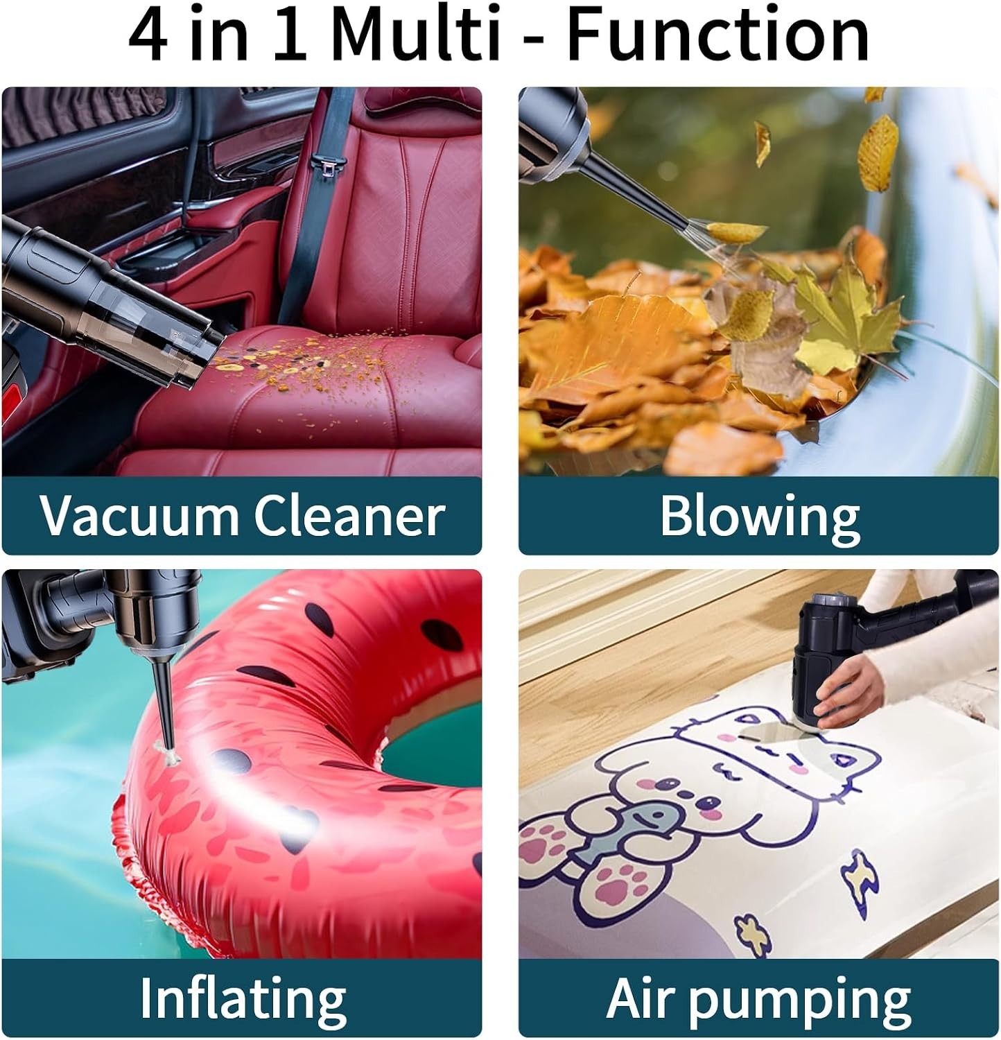 Multi-Surface 4-in-1 Handheld Vacuum – Powerful 18000PA Suction for Car & Home