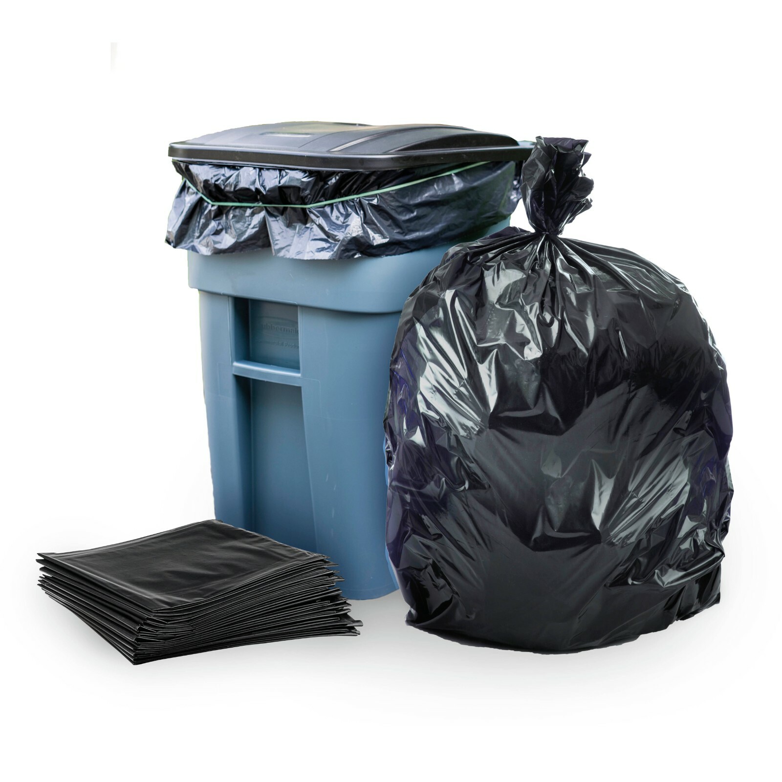 Plasticplace 65 Gallon Extra Heavy Trash Bags – Black, Case of 100 Garbage Bags