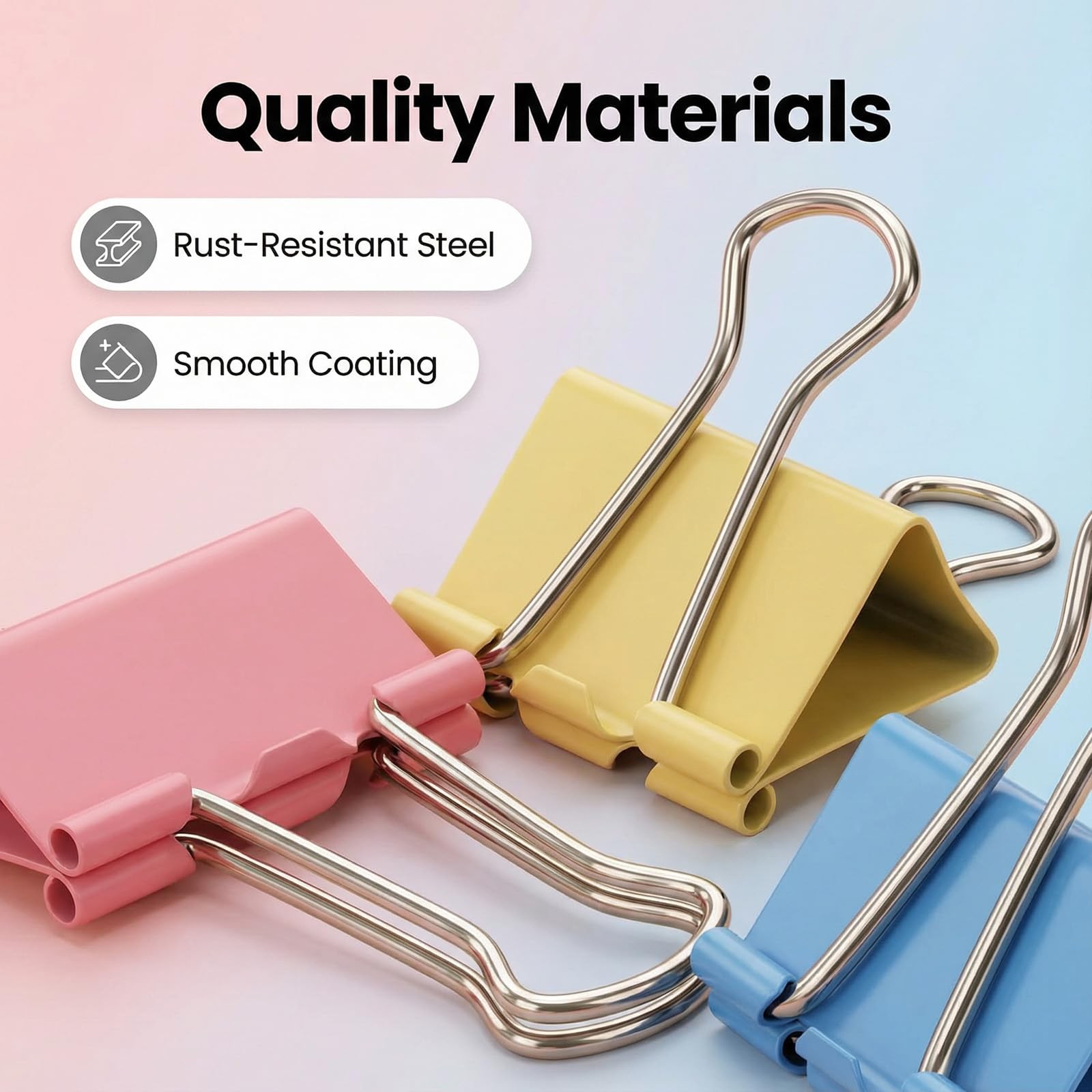180 Pcs Binder Clips Assorted 4 sizes, 0.59in, 0.75in, 1 in, 1.26 Colored