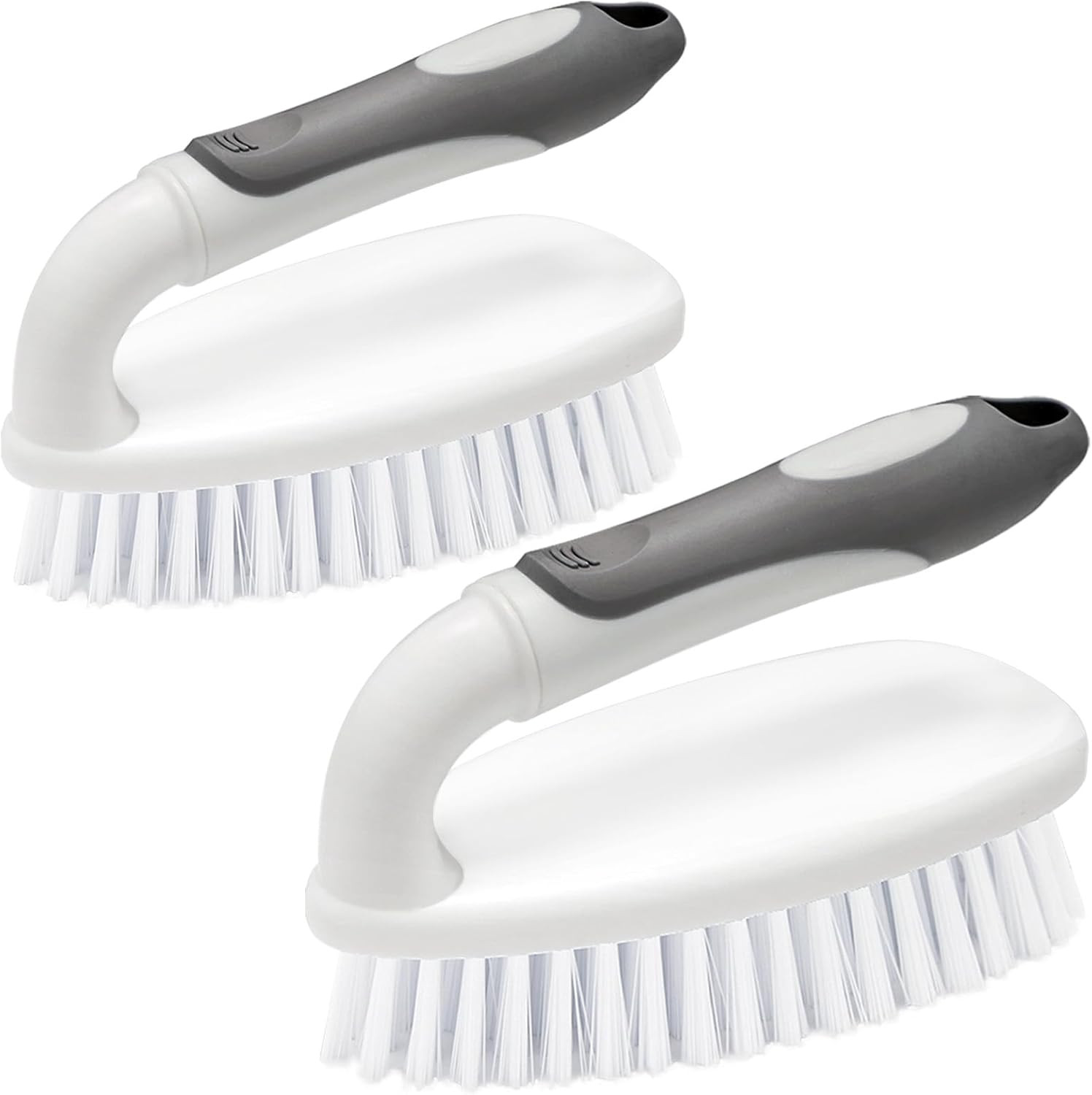 Heavy Duty Scrub Brush with Stiff Bristles 2 Pack Gray | Scrub Brushes for Clean