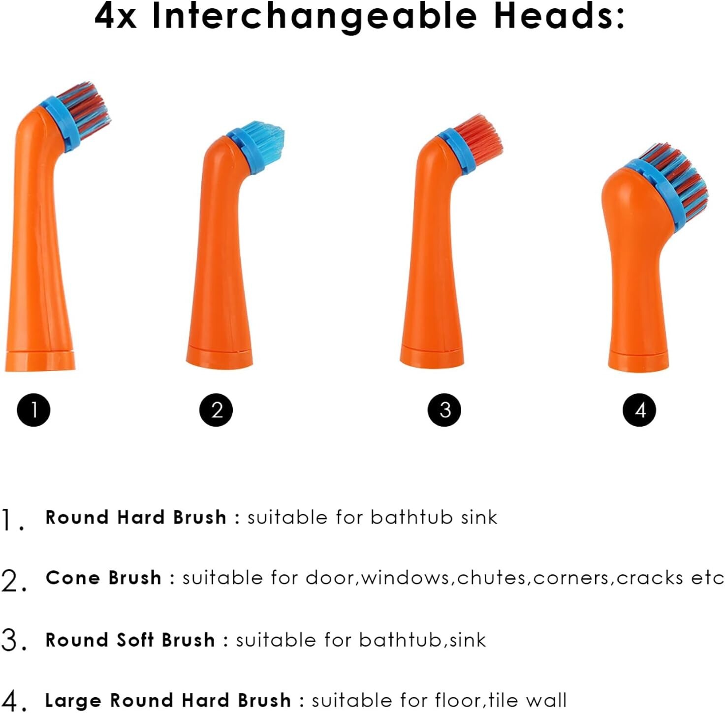 4 in 1 Electric Scrubber Portable Cleaning Brush Bathroom Kitchen Multifunction