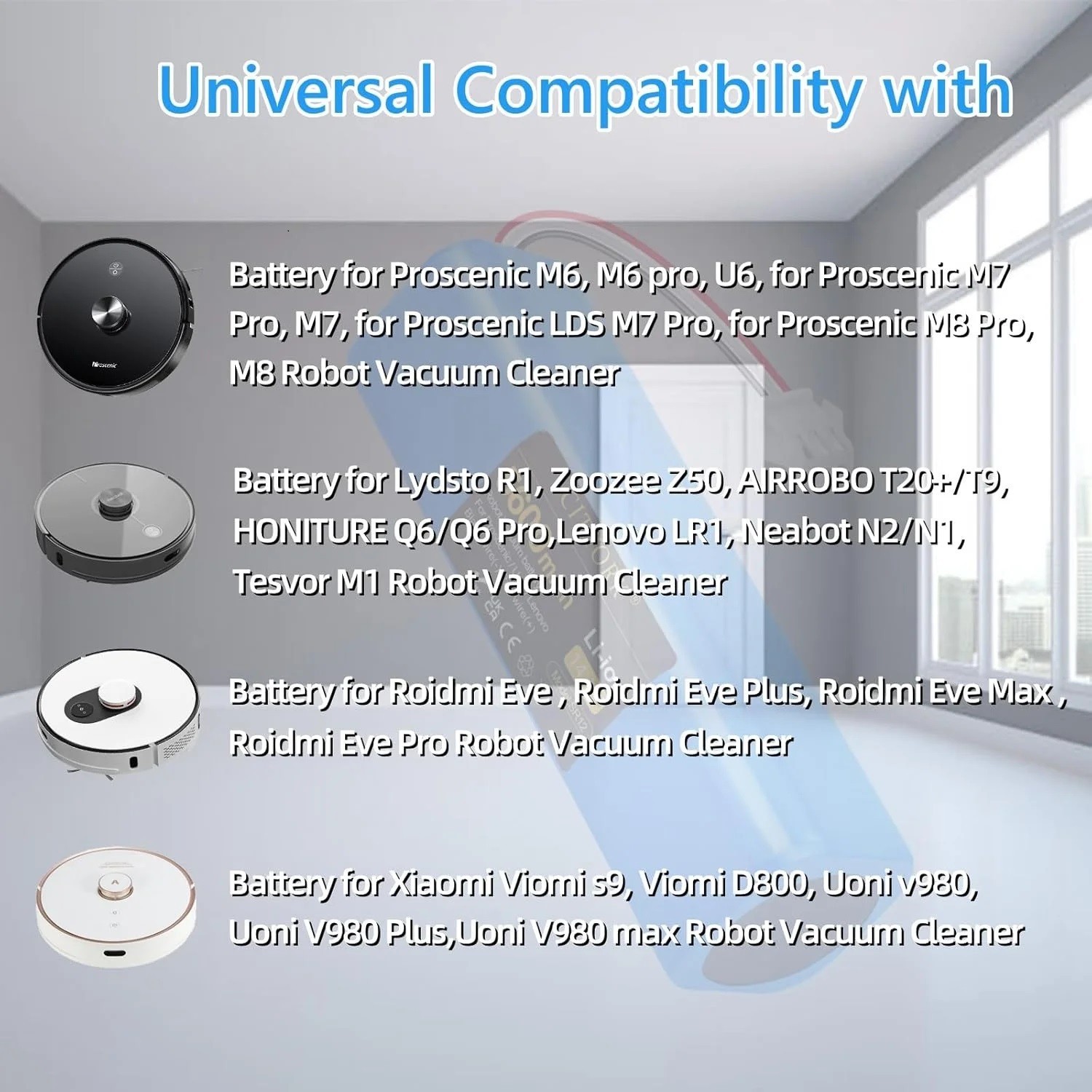 New Battery for Proscenic M6 M7 M8 Pro ,Coredy L900 L900W L900X Robot Vacuum