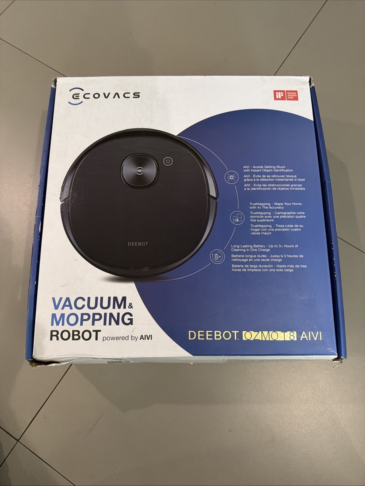 ECOVACS DEEBOT OZMO T8 Robot Vacuum & Mop Cleaner – 180min Runtime