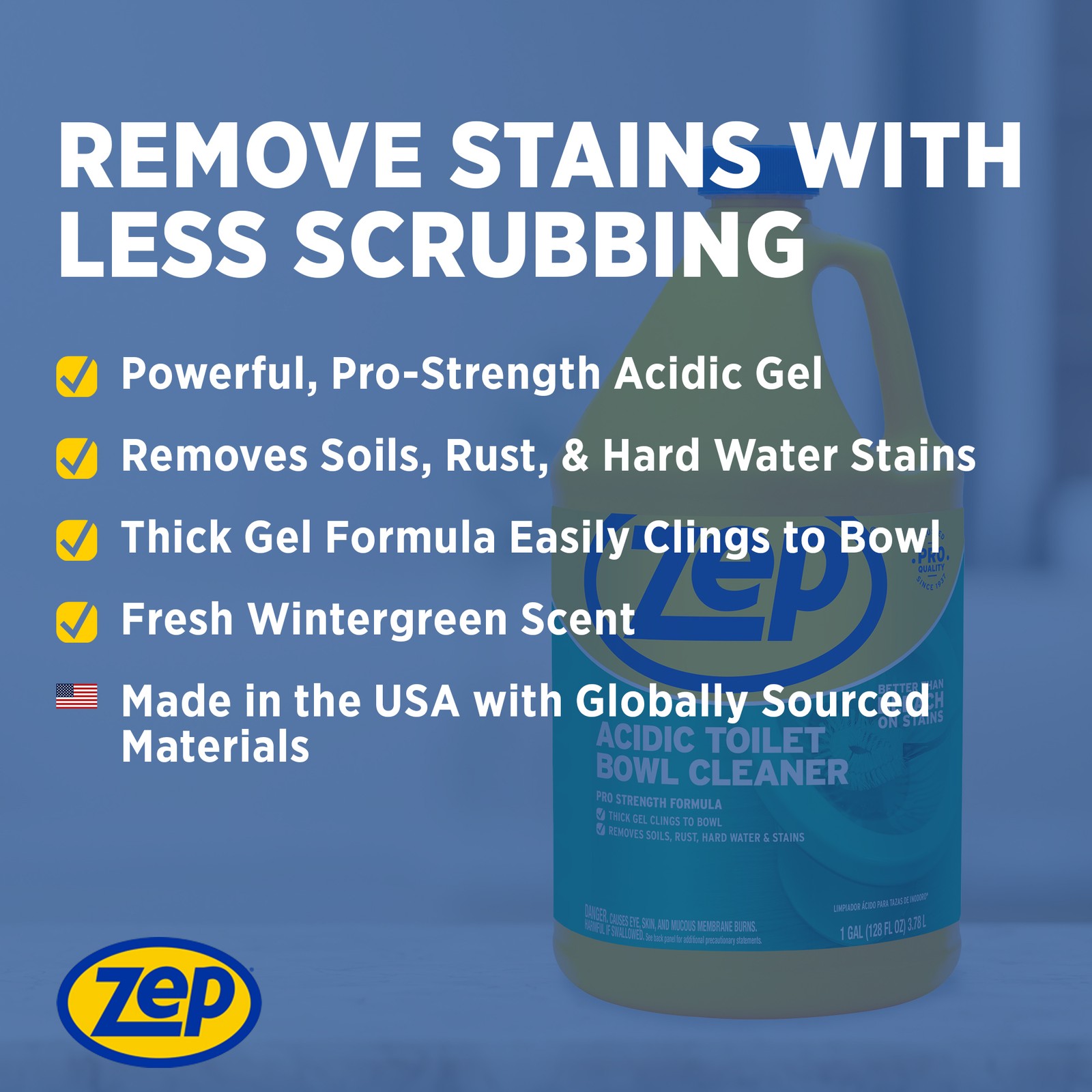 Zep Acidic Toilet Bowl Cleaner – 1 Gallon (Case of 4) R43710