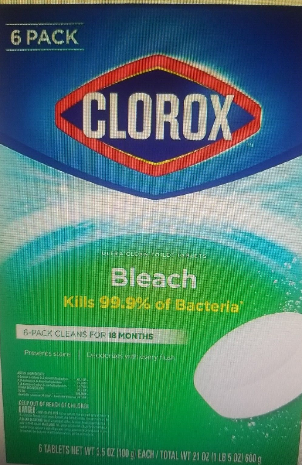 ULTRA CLEAN TOILET BOWL CLEANER TABLETS, CLEANS & DEODORIZES (3.5 oz, 6 Ct)
