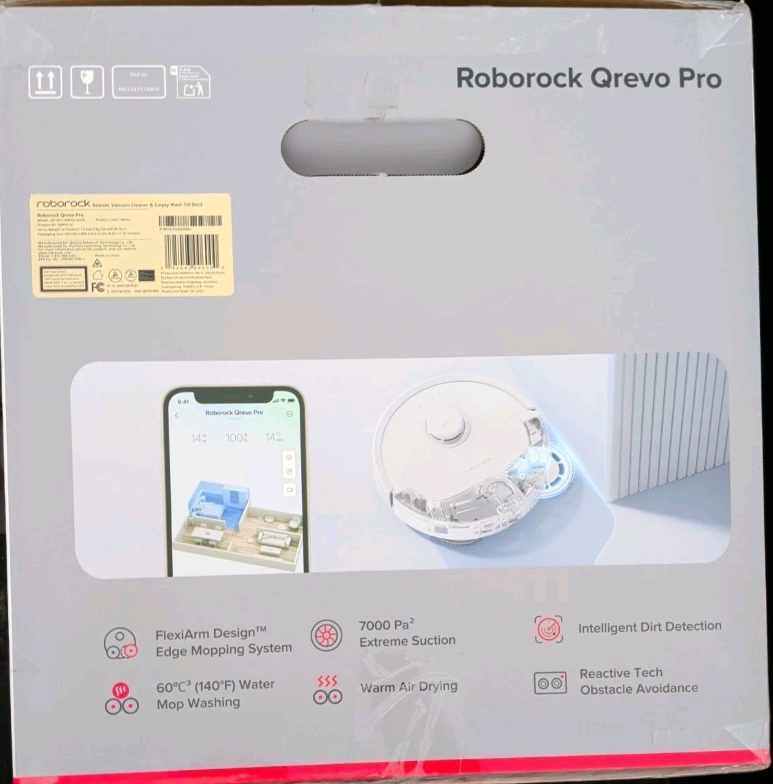 Roborock Qrevo Pro Robot Vacuum and Mop with FlexiArm Edge Mopping, White