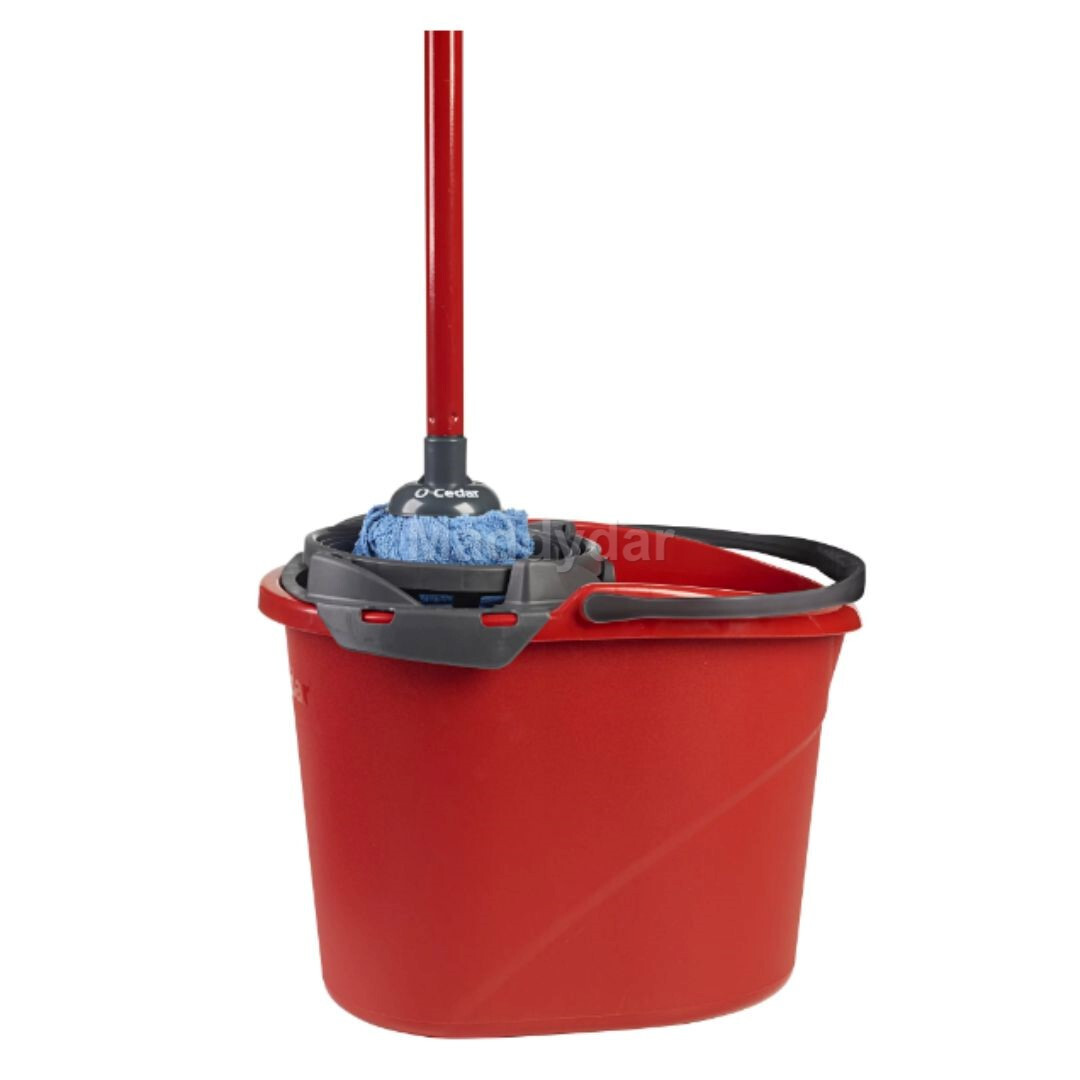 O-Cedar QuickWring Bucket, 2.5 Gallon Mop Bucket with Wringer, Red