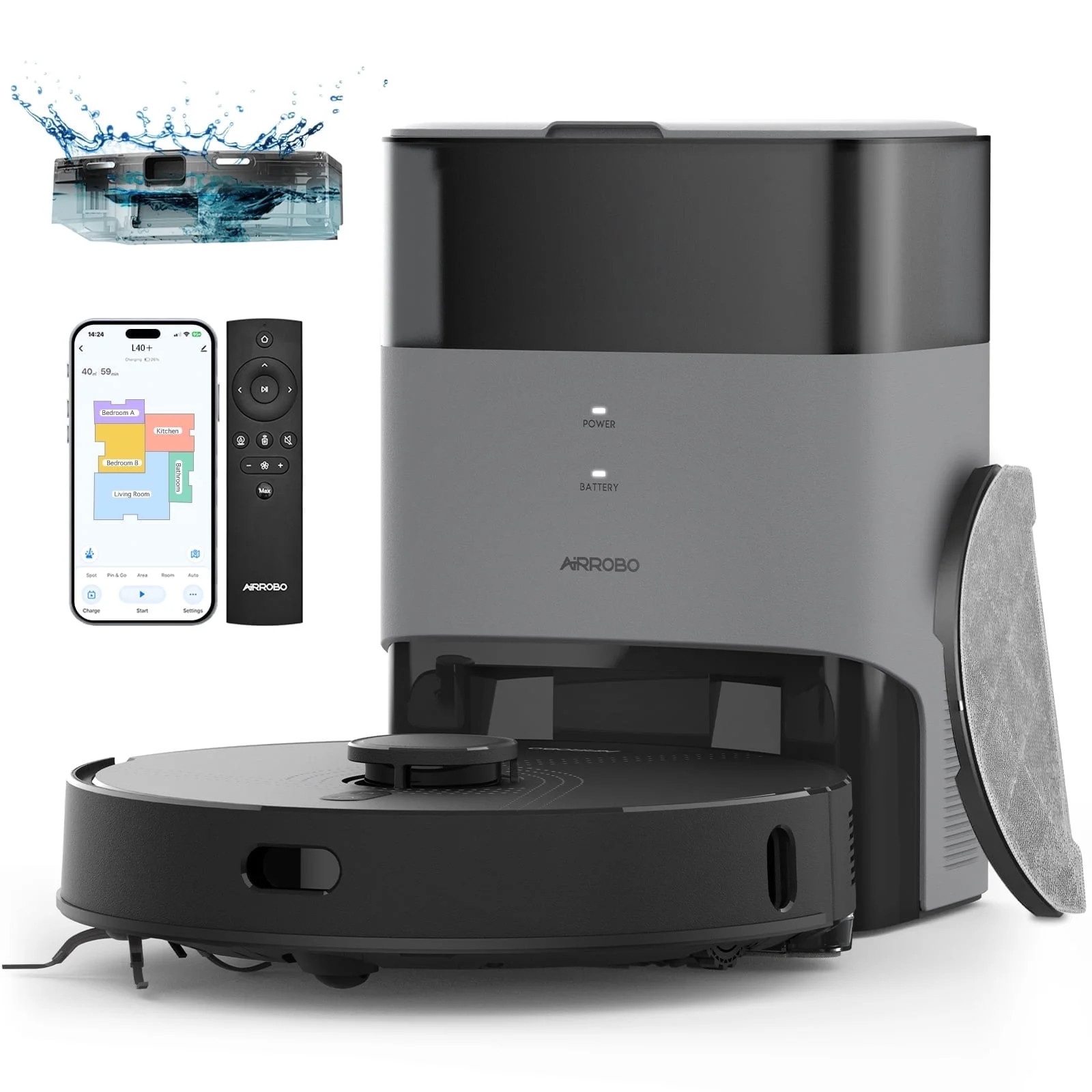 Robot Vacuum Cleaner, 60 Days Self-Empty Bin, 180 Min Runtime, APP Voice Control